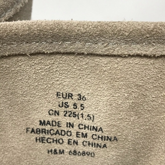 H&M Beige Suede Motorcycle Biker Boots - Picture 6 of 8